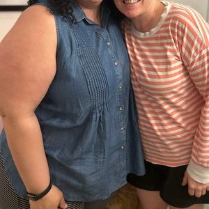 Collared, Sleeveless, Denim shirt